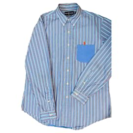 Polo Ralph Lauren-Magnifique chemise 100%. Coton rayé bleu L/40 Ralph Lauren-Bleu
