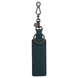 Chaveiro de couro Bottega Veneta Intrecciato Azul