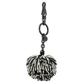 Bottega Veneta Leather Pom Pom Keychain Metallic