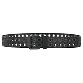 Bottega Veneta-Bottega Veneta Double Grommet Leather Belt-Black