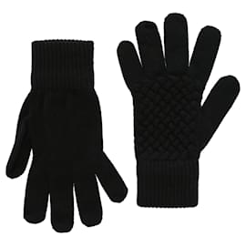 Bottega Veneta-Bottega Veneta Intrecciato Knit Gloves-Black