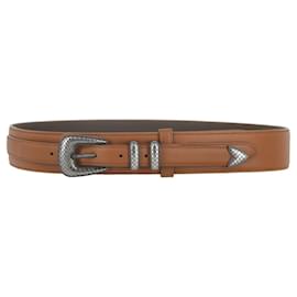 Bottega Veneta-Bottega Veneta Leather Western Tip Belt-Brown