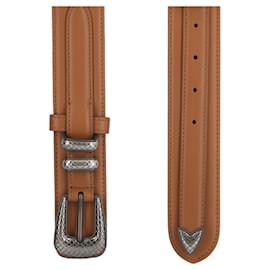 Bottega Veneta-Bottega Veneta Leather Western Tip Belt-Brown