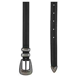 Bottega Veneta-Bottega Veneta Carved Metal Tip Belt-Black