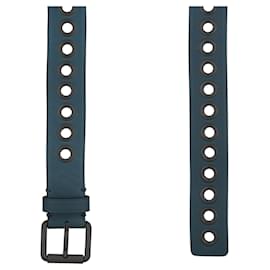 Bottega Veneta-Bottega Veneta Single Grommet Leather Belt-Blue