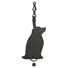 Bottega Veneta-Bottega Veneta Intrecciato Dog Keychain-Grey