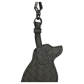 Bottega Veneta-Bottega Veneta Intrecciato Dog Keychain-Grey