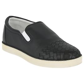 Bottega Veneta-Bottega Veneta Intrecciato Slip-On Sneaker-Black