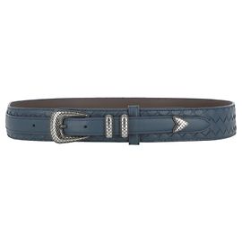 Bottega Veneta Intrecciato Western Tip Belt Blue