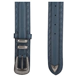 Bottega Veneta-Bottega Veneta Intrecciato Western Tip Belt-Blue