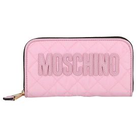 Moschino Carteira acolchoada com logo e zíper Rosa