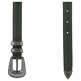 Bottega Veneta-Bottega Veneta Carved Metal Tip Belt-Green