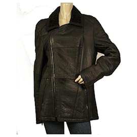 Roberto Cavalli-Roberto Cavalli Genuine Fur Shearling Lamb Zipper Jacket Coat size 48-Black