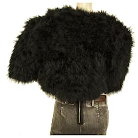 Autre Marque-Vera Mont Genuine Feathers Black Short Bolero Jacket Evening Coat size 44-Black