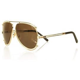 Chloé Chloe Isidora CE121S Gold Metallic Brown Lens Aviator Sunglasses w. BOX Golden