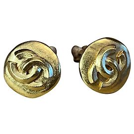 Boucles d'oreilles Chanel CC Mark plaqué or Bijouterie dorée