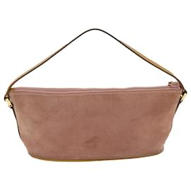 Gucci-GUCCI Accessory Pouch Suede Pink 1103 auth 36497-Pink