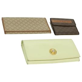 Céline-CELINE Macadam Canvas Wallet PVC Leather 3Set Brown Beige Auth 36792-Brown,Beige