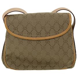 Gucci-GUCCI GG Canvas Shoulder Bag Beige Brown Auth yk5899-Brown,Beige
