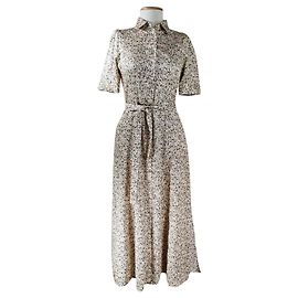Autre Marque Second Female Wing Maxikleid Macadamia Baumwolle Mehrfarben