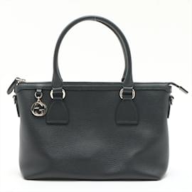 Gucci-Leather Tote Calfskin GG Charm Black-Black