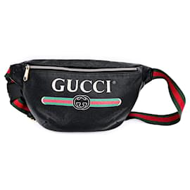 Gucci-Grained Leather Print Belt Bag Black-Black