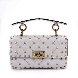 Valentino Garavani Petit cuir nappa Rockstud Spike 2chemin blanc Blanc