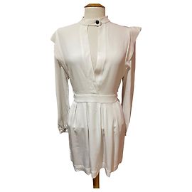 Vestido Isabel Marant de seda e acetato Eggshell Fora de branco