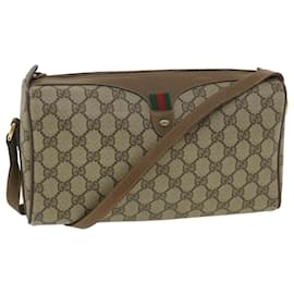 Gucci-GUCCI GG Canvas Web Sherry Line Shoulder Bag Beige Red 89.02.012 auth 36784-Red,Beige