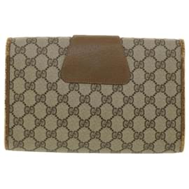 Gucci-GUCCI Web Sherry Line GG Canvas Clutch Bag PVC Leather Beige Green 89 auth 36492-Red,Beige,Green