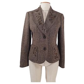 Luisa Cerano Blazer Brown Wool and Silk Brown