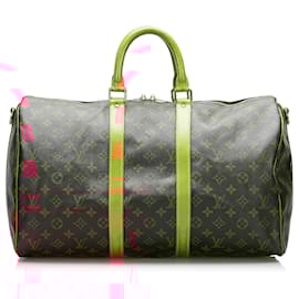 Louis Vuitton-Louis Vuitton Brown Monogram Keepall Bandouliere 45-Brown