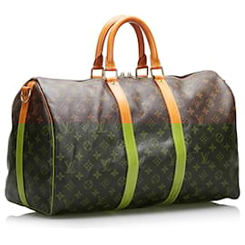 Louis Vuitton-Louis Vuitton Brown Monogram Keepall Bandouliere 45-Brown