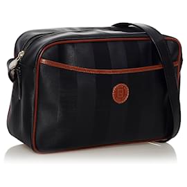 Fendi-Fendi Sac bandoulière noir à sequins-Marron,Noir