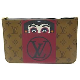 Louis Vuitton-LOUIS VUITTON x YAMAMOTO KABUKI MASK PR NEVERFULL LONA MONOGRAMA BOLSA-Marrom