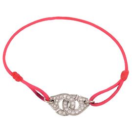 PULSERA DINH VAN ESPOSAS R15 en oro blanco 18k diamantes 0.5CORREA PARA CORDON CT Rosa