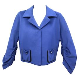 Valentino-NOVA JAQUETA VALENTINO MANGAS CURTAS PREGADAS M 40 12 jaqueta de caxemira-Azul
