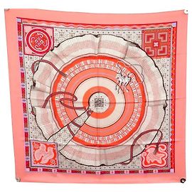 Hermès LENÇO QUADRADO NINE HERMES CENT PLIS MIAO 90 LENÇO NOVO DE SEDA SALMON Outro