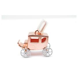 Hermès-HERMES CHARM CALECHE PENDANT IN ROSE GOLD PLATE GOLD CARRIAGE PENDANT-Golden