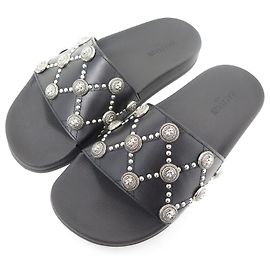 NEUN BALMAIN SCHUHE SANDALEN S8FC208PSBL CALYPSO LÖWE 38 in schwarzem Leder Schwarz