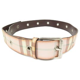 CINTO BURBERRY BRIT CHECK T100 CINTO DE LONA DE COURO E LONA TARTAN ROSA Rosa