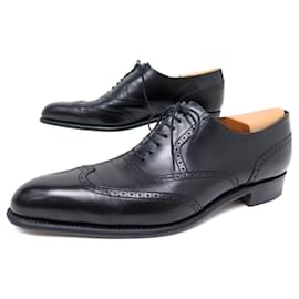 JM Weston-JM WESTON SHOES 528 RICHELIEU BOUT FLORAL 10.5D 44.5 BLACK LEATHER SHOES-Black