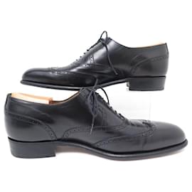 JM Weston-JM WESTON SHOES 528 RICHELIEU BOUT FLORAL 10.5D 44.5 BLACK LEATHER SHOES-Black