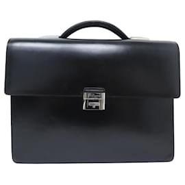 St Dupont-BAG BRIEFCASE ST DUPONT 80103 black leather 2 BLACK HOLDER BELLOWS-Black