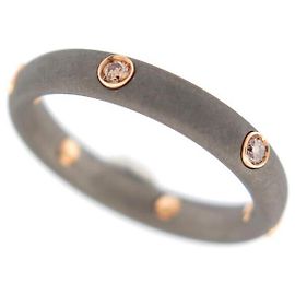 NEW POMELLATO TITANIO A RING.b702S6BRO7T TITANIUM 6 T diamonds54 RING NEW Silvery