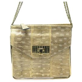 Chloé CHLOE SALLY HANDBAG IN PYTHON LEATHER GOLD METAL CHAIN BAG PURSE Beige