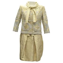 Christian Dior-CHRISTIAN DIOR CRUISE JACKET + SKIRT 2008 38 M EMBROIDERY BEADS JACKET-Golden