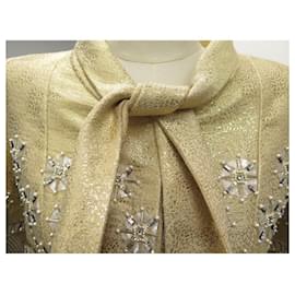 Christian Dior-CHRISTIAN DIOR CRUISE JACKET + SKIRT 2008 38 M EMBROIDERY BEADS JACKET-Golden