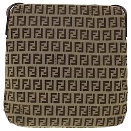 Fendi-FENDI Zucchino Canvas Sac à bandoulière Beige Marron Auth 36743-Marron,Beige