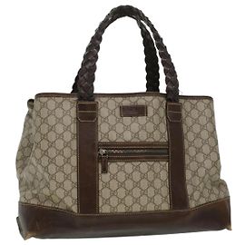 GUCCI GG Canvas Einkaufstasche PVC Leder Beige 140955 Auth yk5941 Beige